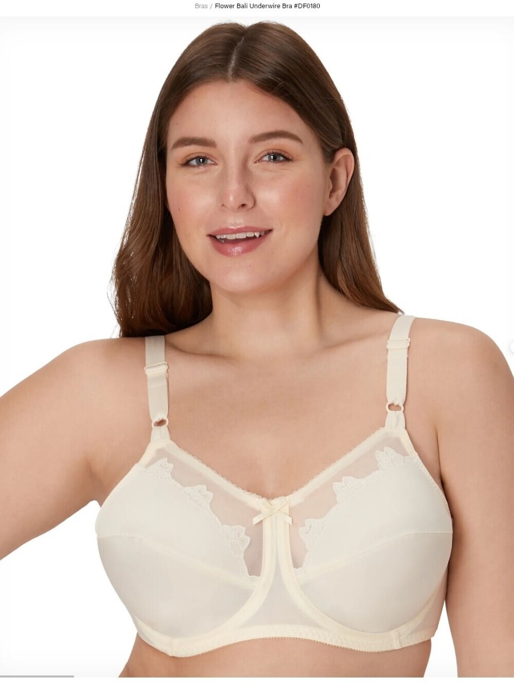 NWT Bali Ivory Floral Lace Underwire Bra Size 36B